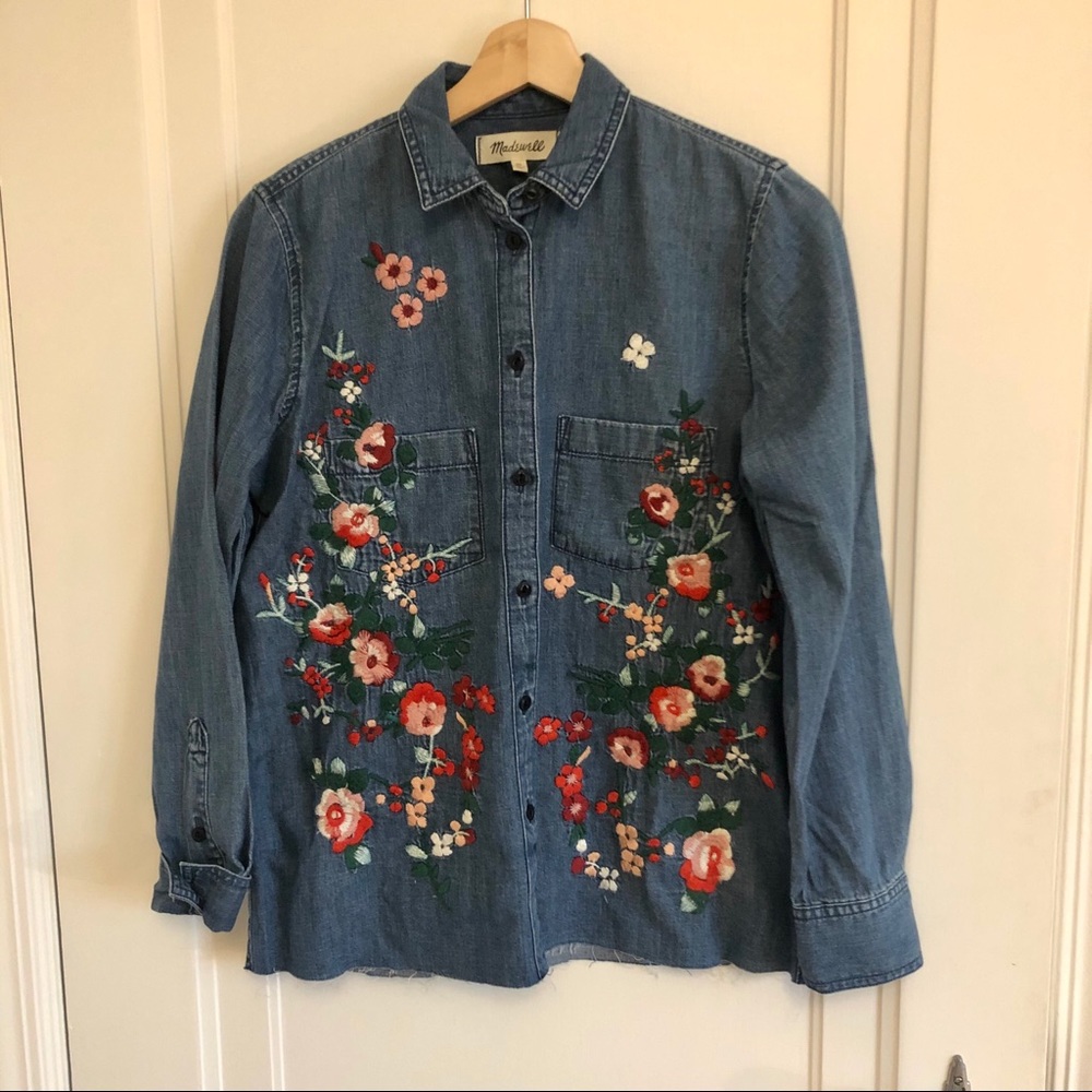 Price Drop! Madewell Embroidered Denim Button Down
